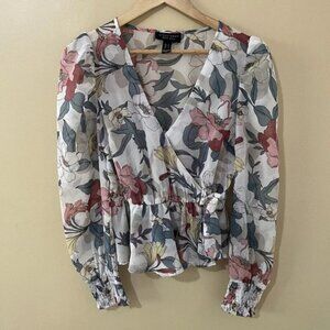 Streetwear Society Floral Puff Long Sleeve Crop Blouse Top Size  US Small